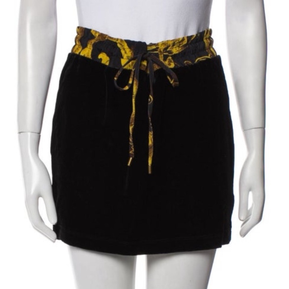 Versace Jeans Collection Velvet Black Mini Skirt - Picture 3 of 9